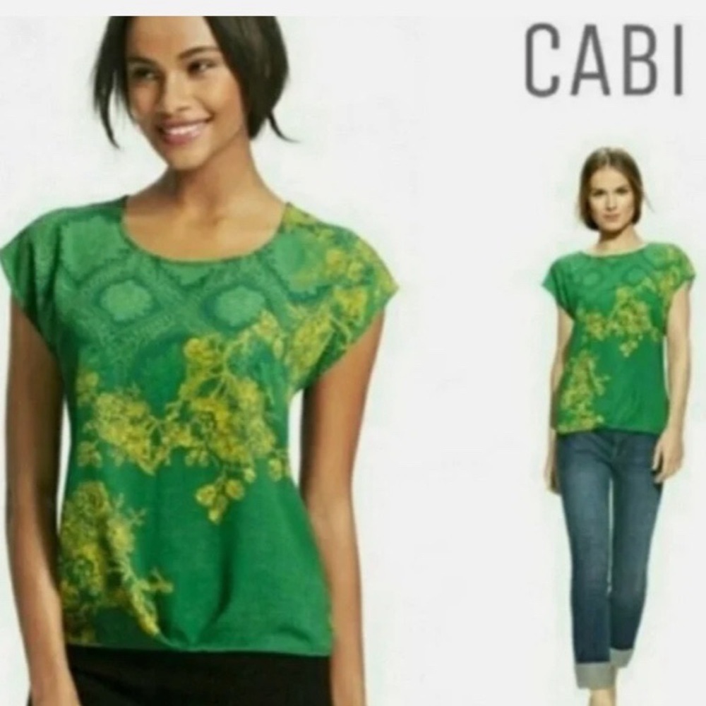 CAbi Green and Yellow Envy Floral Blouse Style #597 - Picture 6 of 6